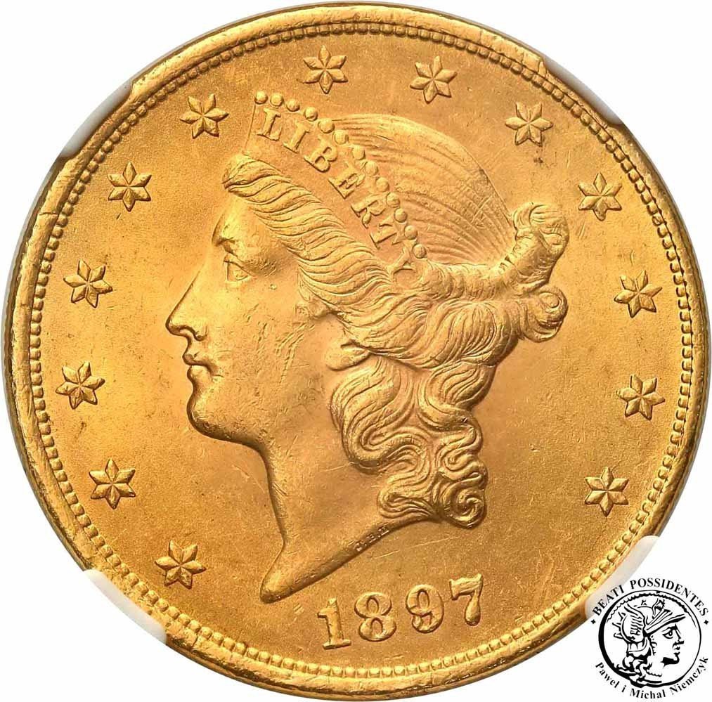 USA 20 dolarów 1897 Philadelphia NGC MS62